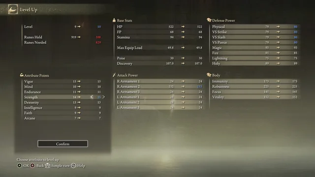 Official character-leveling screenshot used alongside loadout planning